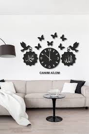 Elegant, big-size 3D Islamic wooden wall clock with a silent quartz movement for any room.